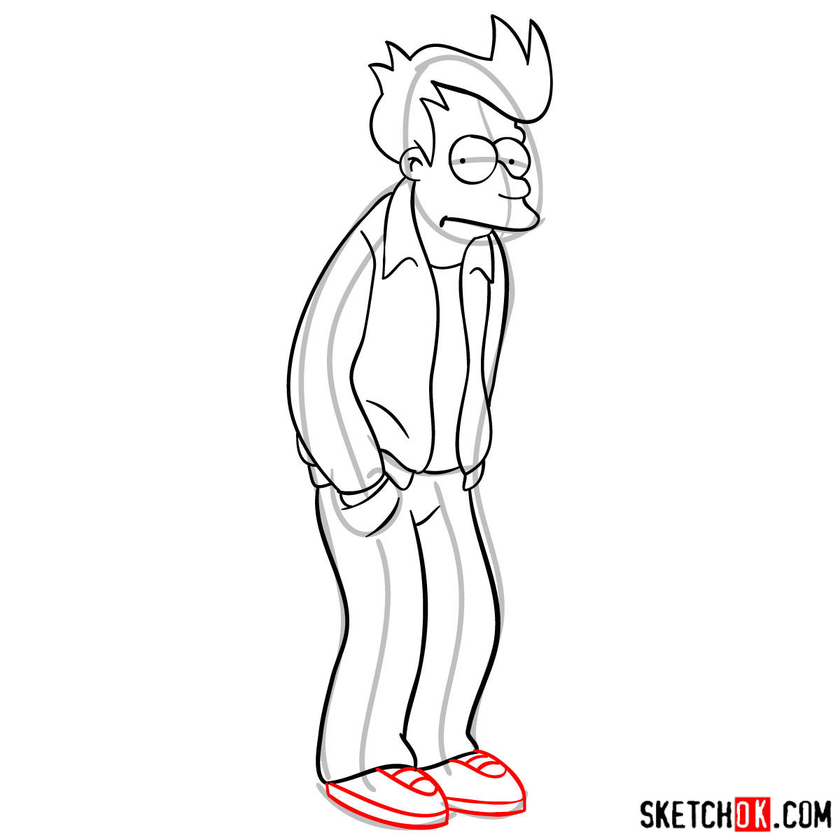 How to draw Philip J. Fry step by step - step 09